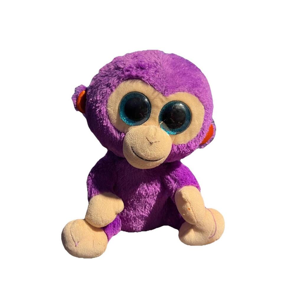 Ty Beanie Boos GRAPES Purple Monkey 6"‎ Plush Retired 2015 Glitter Eyes